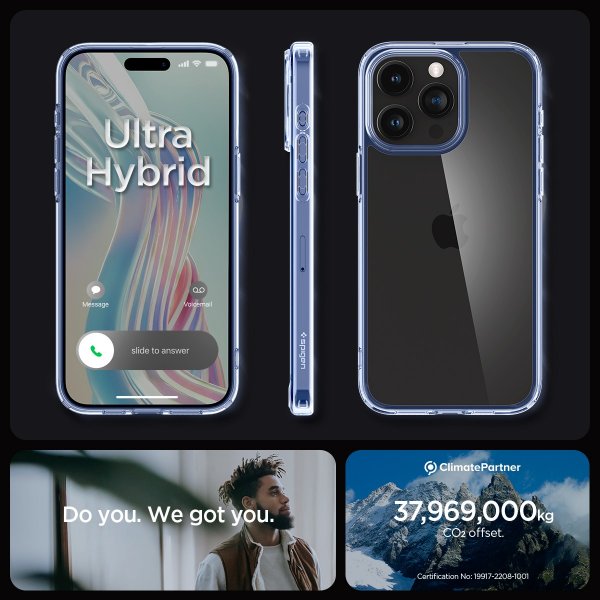 Spigen iPhone 15 Pro Max -suojakuori, Ultra Hybrid Sky Crystal