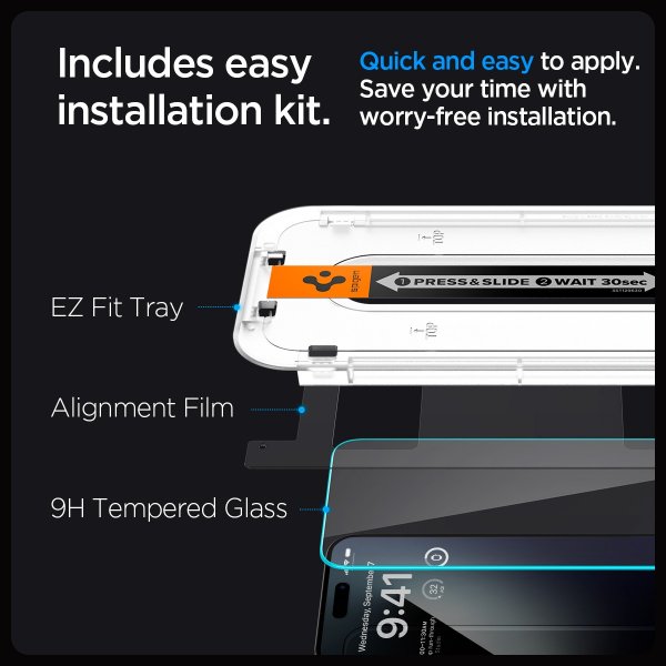 Spigen iPhone 15 Pro Max Näytönsuoja GLAS.tR EZ Fit 2-pakkaus
