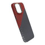 iPhone 15 Pro Kuori Hiilikuitukuvio Musta Punainen