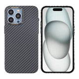 iPhone 15 Pro Hiilikuitukuvioitu Kuori Musta