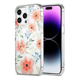iPhone 15 Pro Kuori Kukkakuvio MagSafe Vaaleanpunainen