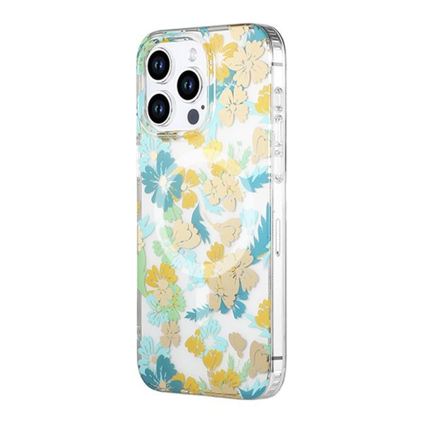 iPhone 15 Pro Kuori Kukkakuvio MagSafe Turkoosi