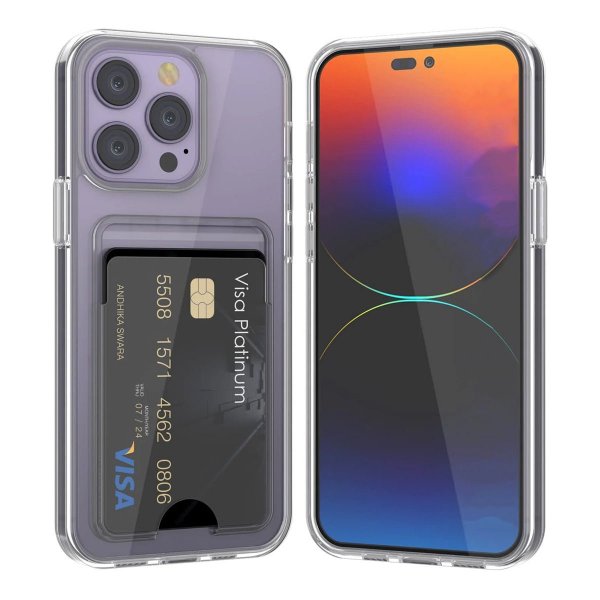 Rvelon iPhone 15 Pro -suojakuori, korttipidike, läpinäkyvä