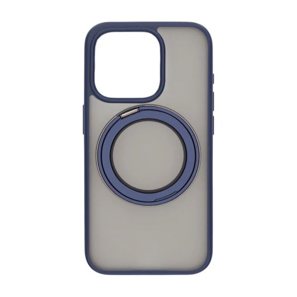 iPhone 15 Pro -suojakuori, jossa pyörivä MagSafe-jalusta, sininen