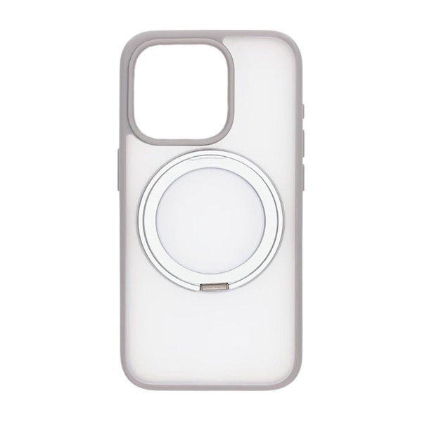 iPhone 15 Pro -kuori, pyöritettävä MagSafe-jalusta, harmaa
