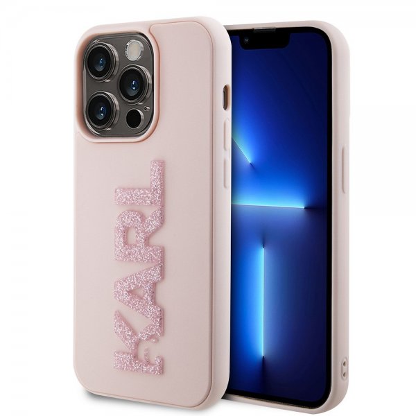 Karl Lagerfeld iPhone 15 Pro -kuori 3D Rubber Karl Pink