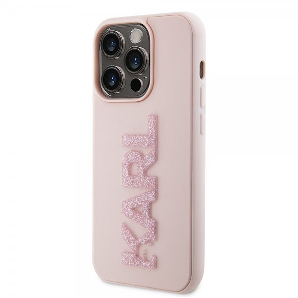 Karl Lagerfeld iPhone 15 Pro -kuori 3D Rubber Karl Pink