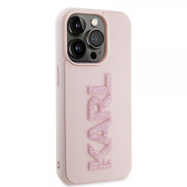 Karl Lagerfeld iPhone 15 Pro -kuori 3D Rubber Karl Pink