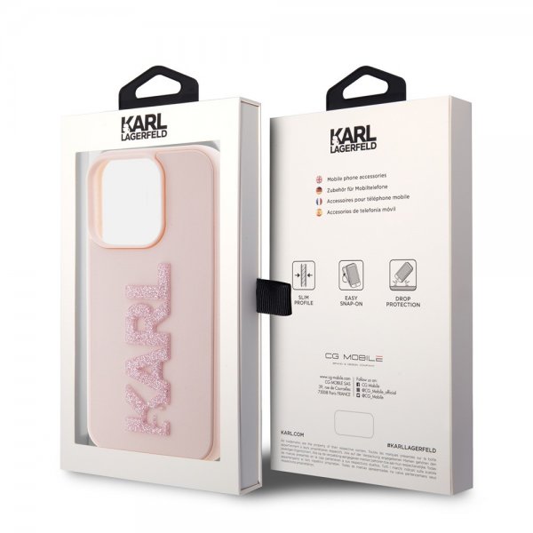 Karl Lagerfeld iPhone 15 Pro -kuori 3D Rubber Karl Pink