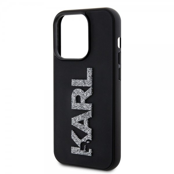 Karl Lagerfeld iPhone 15 Pro Kuori 3D Rubber Karl Musta