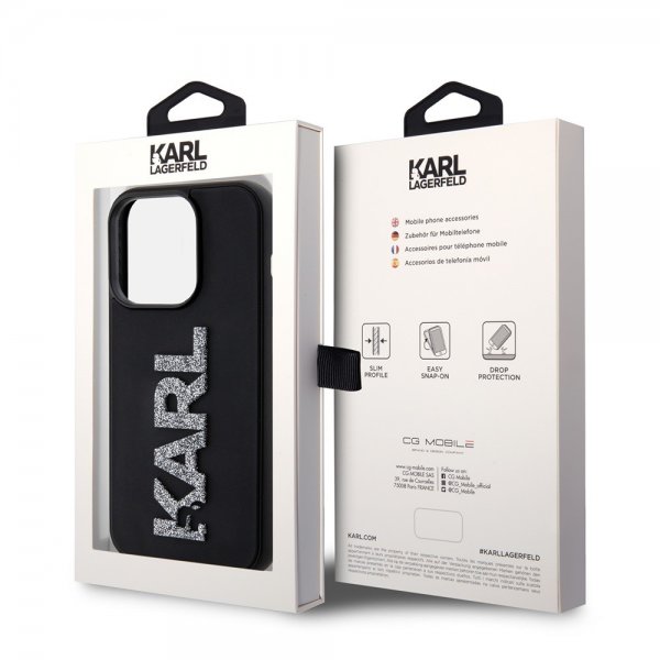 Karl Lagerfeld iPhone 15 Pro Kuori 3D Rubber Karl Musta