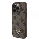 Guess iPhone 15 Pro -suojakuori 4G Metal Triangle Strass - ruskea