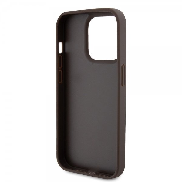 Guess iPhone 15 Pro -suojakuori 4G Metal Triangle Strass - ruskea