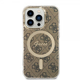 Guess iPhone 15 Pro Kuoret 4G Pattern MagSafe Ruskea