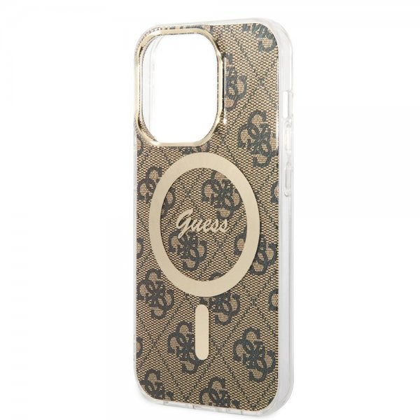 Guess iPhone 15 Pro Kuoret 4G Pattern MagSafe Ruskea