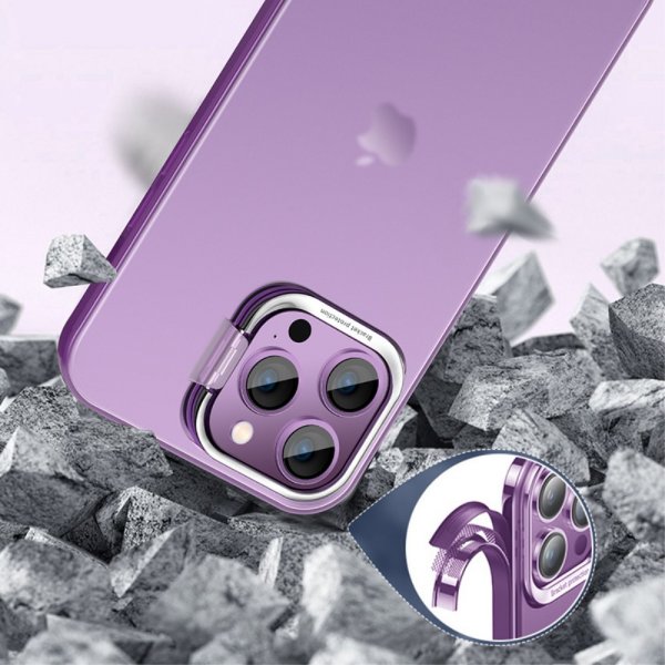 X-Level iPhone 15 Pro Kuori Kamerakehys Jalusta Violetti