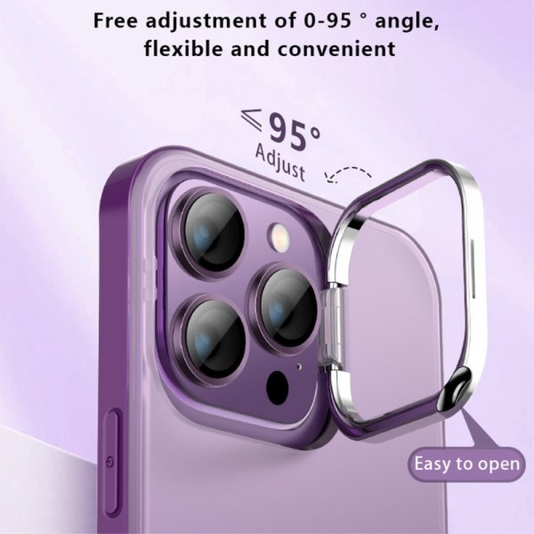 X-Level iPhone 15 Pro Kuori Kamerakehyksellä & Jalustalla Läpinäkyvä