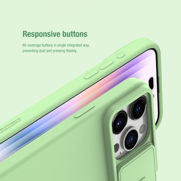 Nillkin iPhone 15 Pro -suojakuori CamShield Silky, vaaleanvihreä