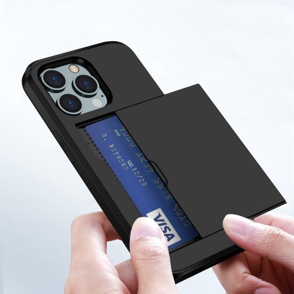 iPhone 15 Pro -suojakuori Card Slide musta