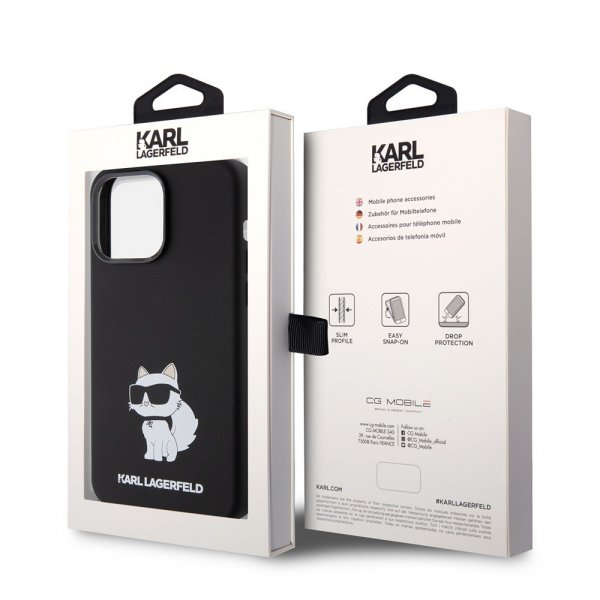 Karl Lagerfeld iPhone 15 Pro -suojakuori Choupette NFT, musta