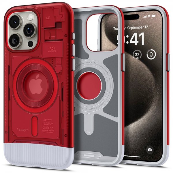 Spigen iPhone 15 Pro -suojakuori Classic C1 MagFit Ruby