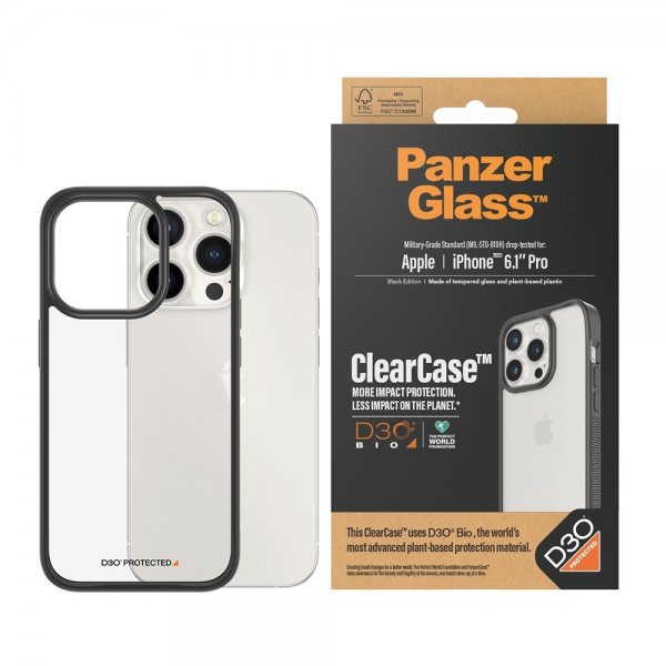 PanzerGlass iPhone 15 Pro -suojakuori ClearCase D3O, musta