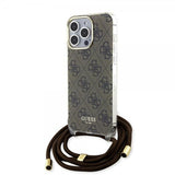 Guess iPhone 15 Pro -suojakuori Crossbody Cord, ruskea