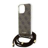 Guess iPhone 15 Pro -suojakuori Crossbody Cord, ruskea