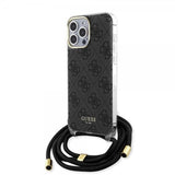 Guess iPhone 15 Pro -suojakuori, Crossbody-naru, musta