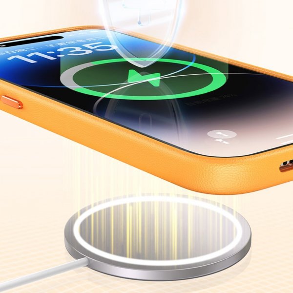 Baseus iPhone 15 Pro -suojakuori Fauxther Series MagSafe, musta