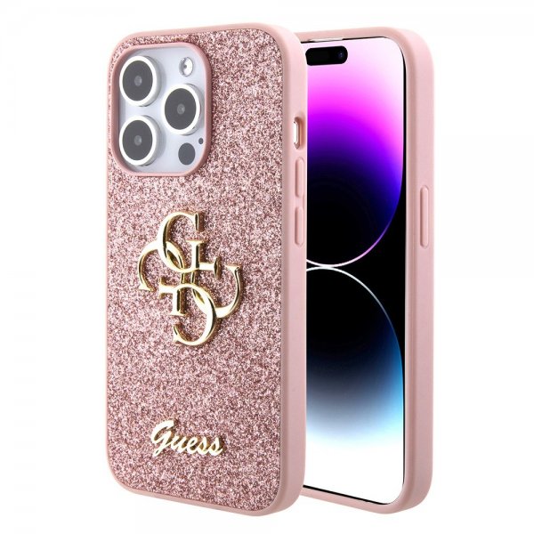 Guess iPhone 15 Pro Kuoret Fixed Glitter Pink