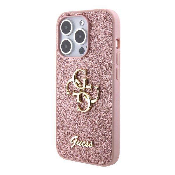 Guess iPhone 15 Pro Kuoret Fixed Glitter Pink