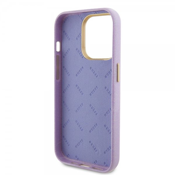 Guess iPhone 15 Pro -kuori, täysi kimalle, Wrapped Lilac