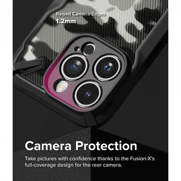 Ringke iPhone 15 Pro -suojakuori Fusion X Design Camo Black