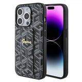 Guess iPhone 15 Pro Kuori G Cube Grip Stand Musta