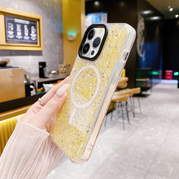 iPhone 15 Pro -glitterkuori MagSafe, kulta