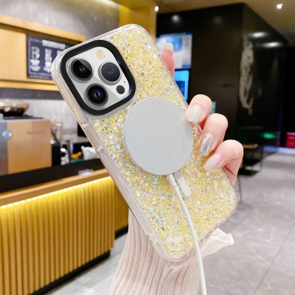 iPhone 15 Pro -glitterkuori MagSafe, kulta