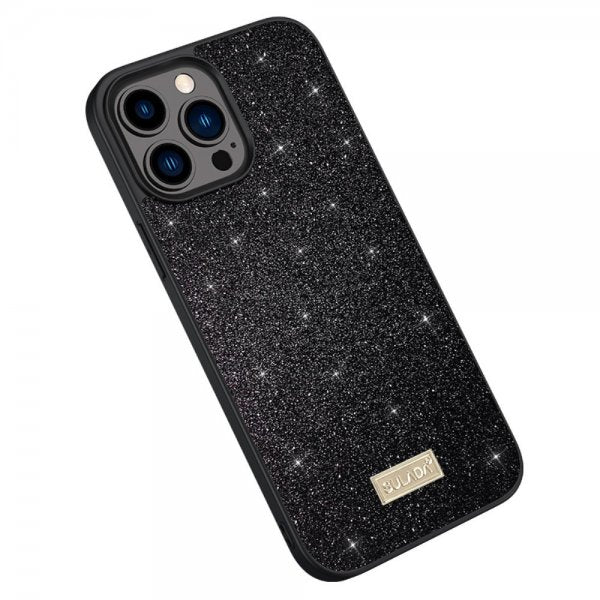 Sulada iPhone 15 Pro Kuori Glitter Musta