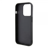 Karl Lagerfeld iPhone 15 Pro -suojakuori jalustalla, musta