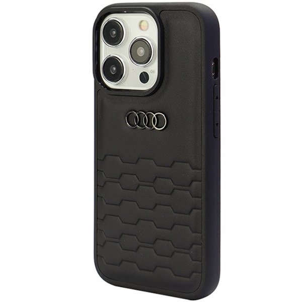 Audi iPhone 15 Pro -suojakuori GT Synthetic Leather Black