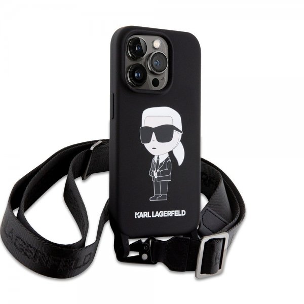 Karl Lagerfeld iPhone 15 Pro Kuori Ikonik Crossbody Musta