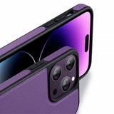 X-Level iPhone 15 Pro -kuori, keinonahkaa, MagSafe, sininen