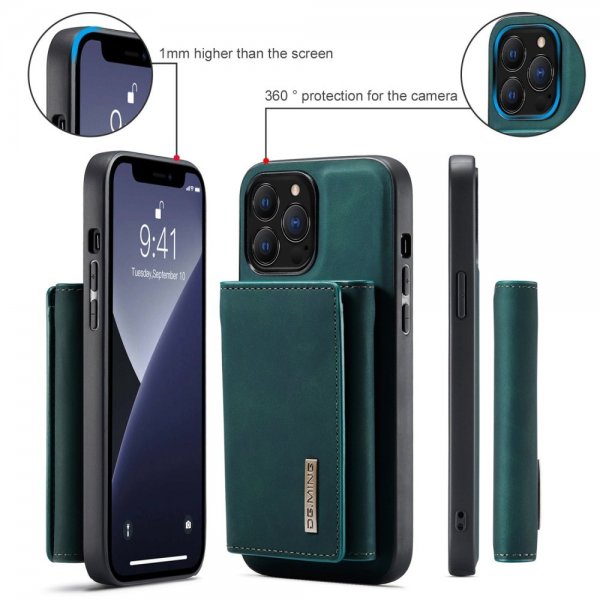 Dg.Ming iPhone 15 Pro -suojakuori M1 Series, irrotettava korttipidike, vihreä