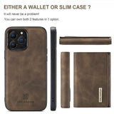 Dg.Ming iPhone 15 Pro Kuori M1-sarjan Irrotettava Korttipidike Kahvi