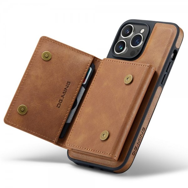 Dg.Ming iPhone 15 Pro -kuori M5-sarjan irrotettava korttipidike, ruskea