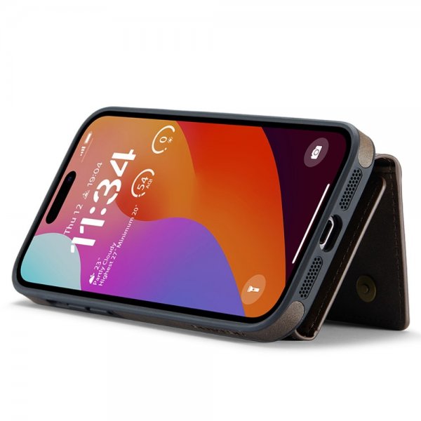 Dg.Ming iPhone 15 Pro -kuori M5-sarjan irrotettavalla korttipidikkeellä, kahvi