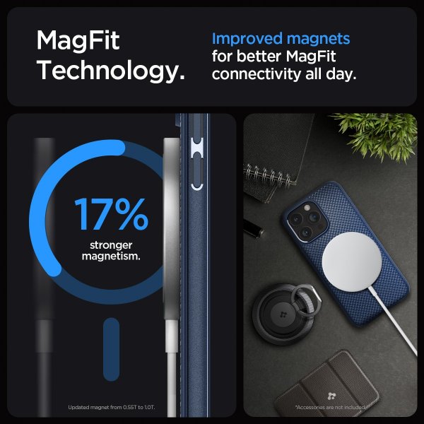 Spigen iPhone 15 Pro -suojakuori Mag Armor MagFit Navy Blue