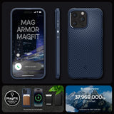 Spigen iPhone 15 Pro -suojakuori Mag Armor MagFit Navy Blue