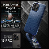 Spigen iPhone 15 Pro -suojakuori Mag Armor MagFit Navy Blue