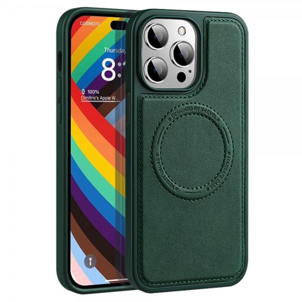 X-Level iPhone 15 Pro Kuori MagSafe Denim Jacket Vihreä